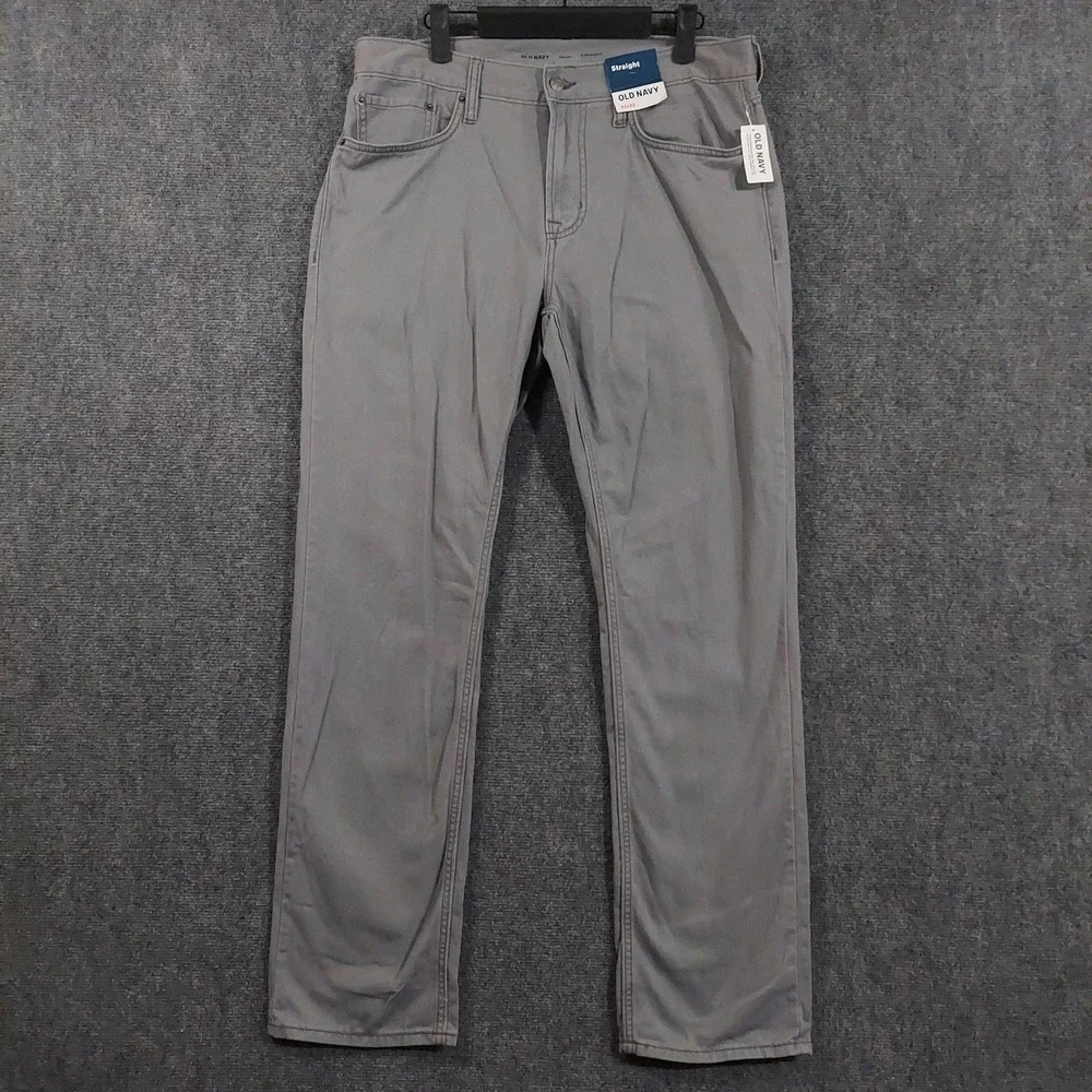 NEW Old Navy Pants Mens 33x32 Gray Straight Built-In Tough Chino Casual Workwear